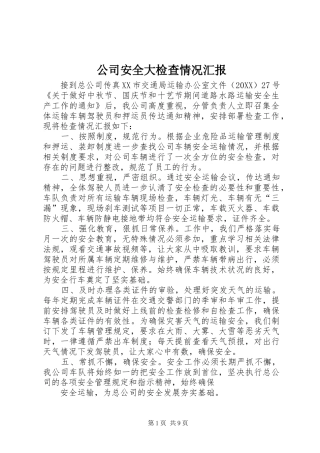 2024年公司安全大检查情况汇报