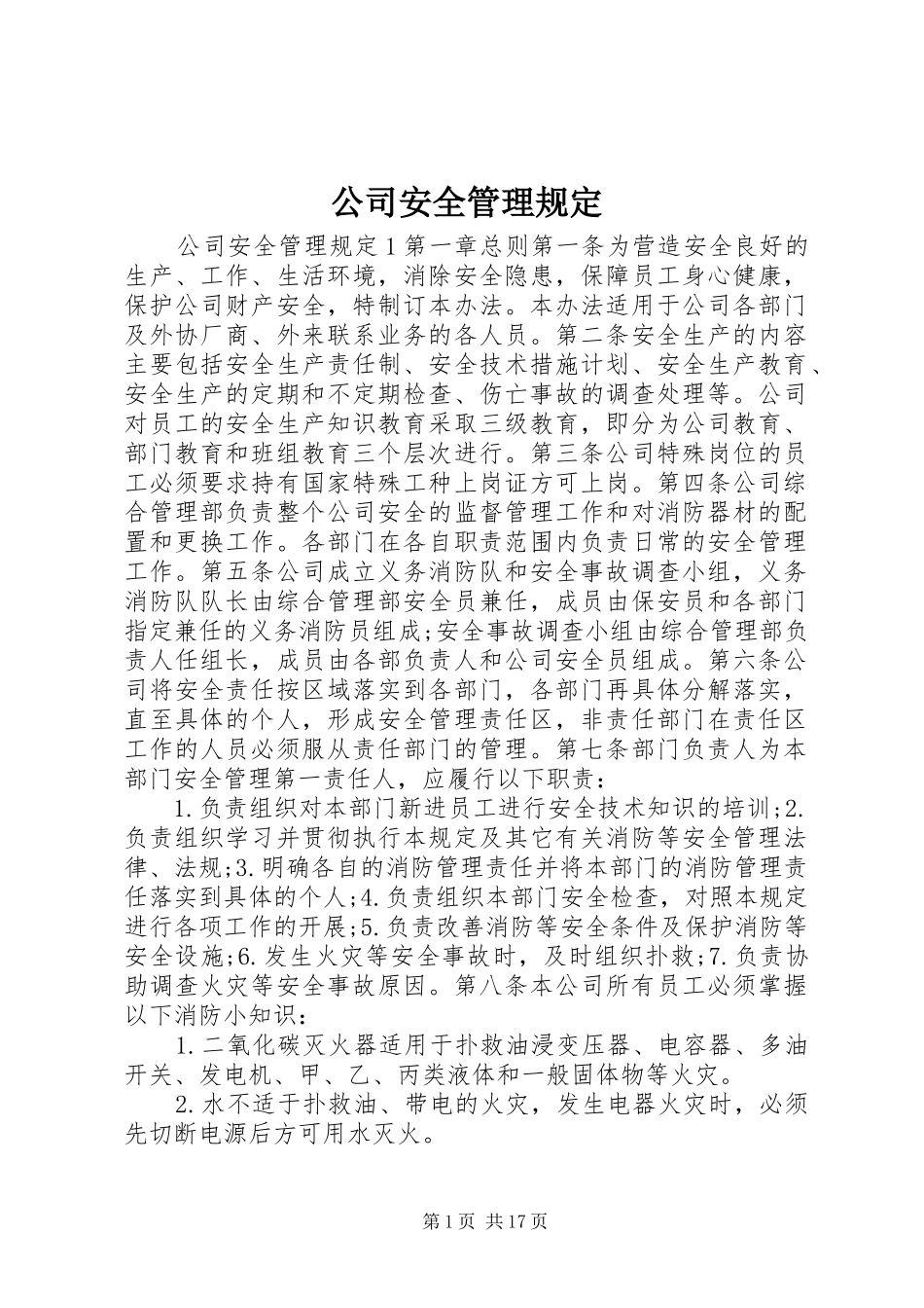 2024年公司安全管理规定_第1页