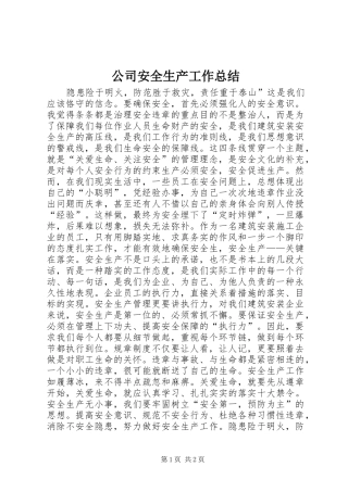 2024年公司安全生产工作总结