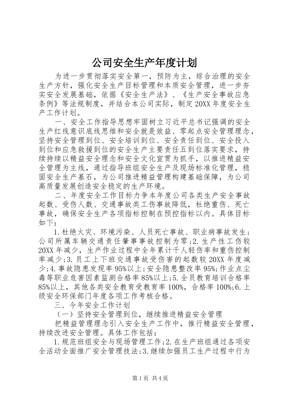 2024年公司安全生产年度计划_第1页
