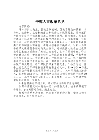 2024年干部人事改革意见