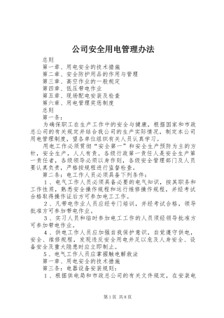 2024年公司安全用电管理办法