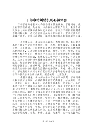 2024年干部容错纠错机制心得体会