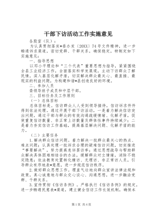 2024年干部下访活动工作实施意见