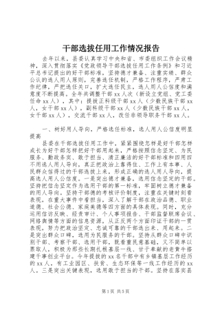 2024年干部选拔任用工作情况报告