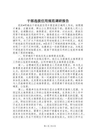 2024年干部选拔任用规范调研报告