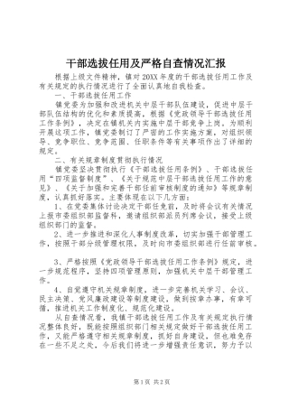 2024年干部选拔任用及严格自查情况汇报