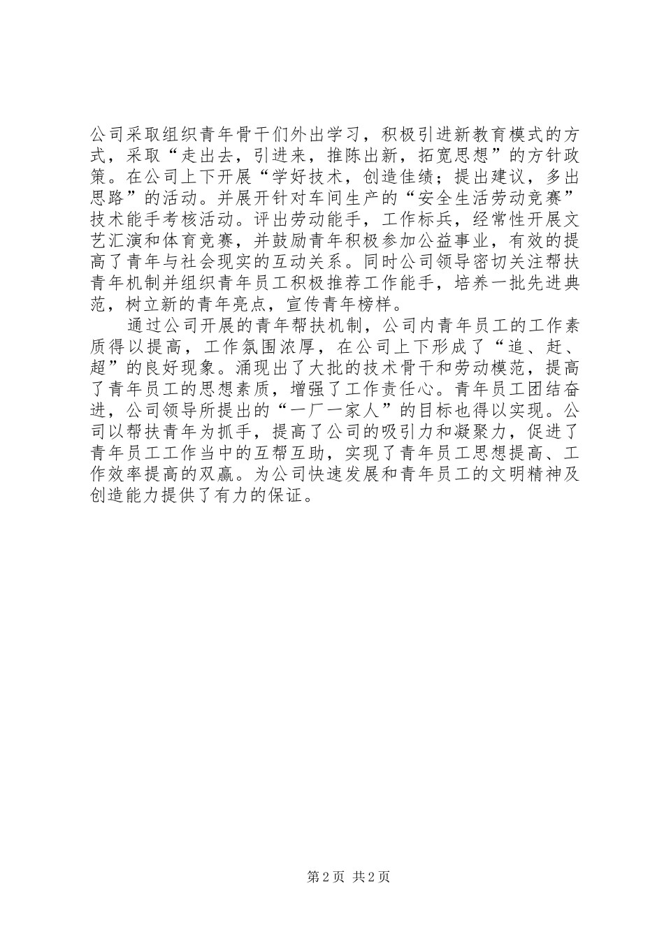 2024年公司帮扶青年工作汇报_第2页