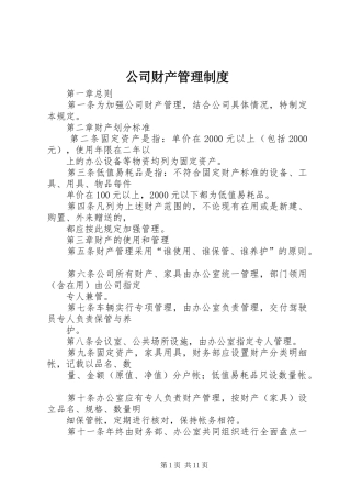 2024年公司财产管理制度