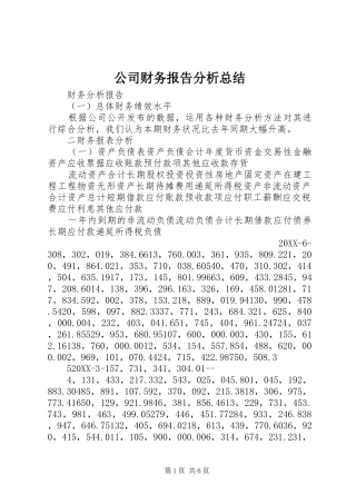 2024年公司财务报告分析总结