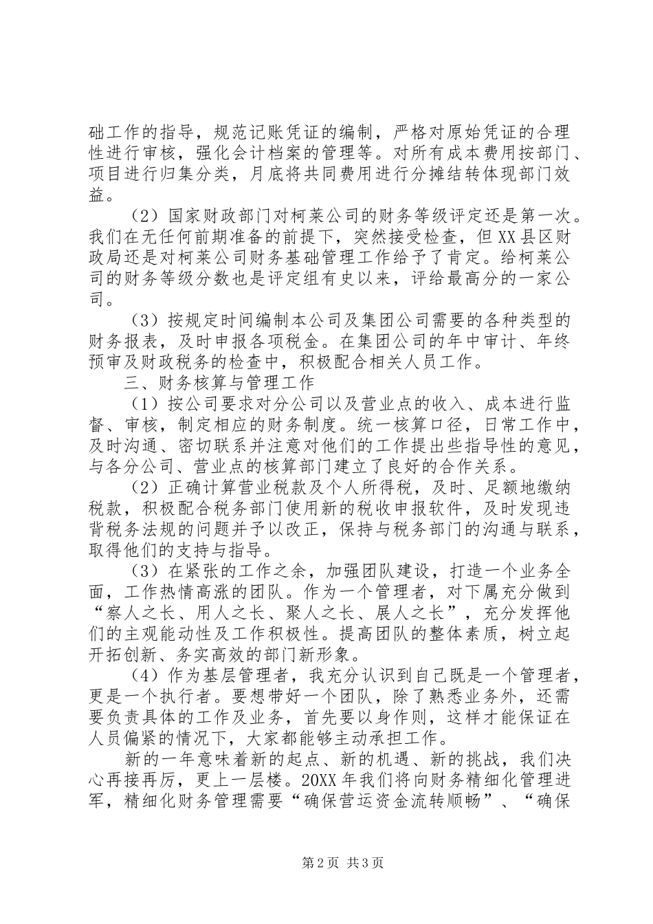 2024年公司财务处个人年终工作总结_第2页