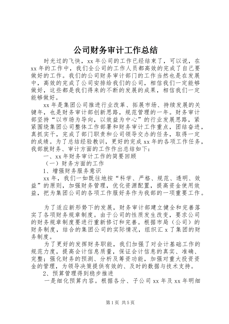 2024年公司财务审计工作总结_第1页
