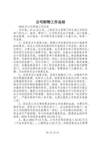 2024年公司财物工作总结