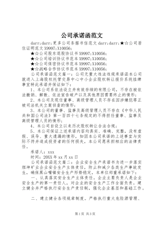 2024年公司承诺函范文