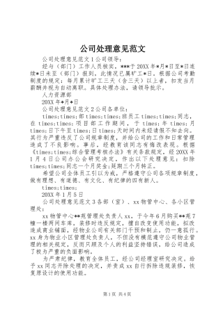 2024年公司处理意见范文