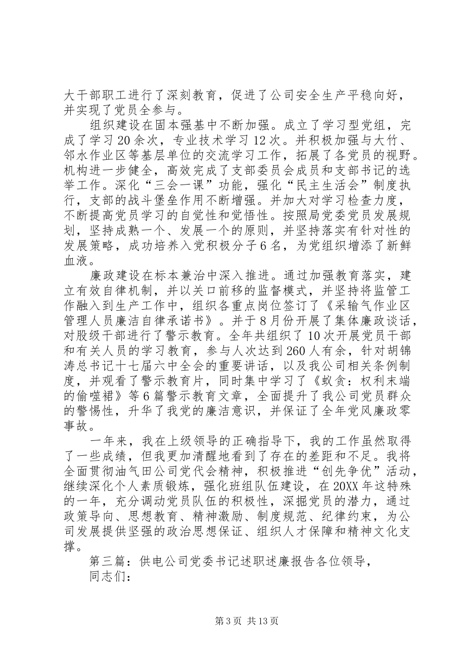 2024年公司党委书记的述职述廉报告_第3页