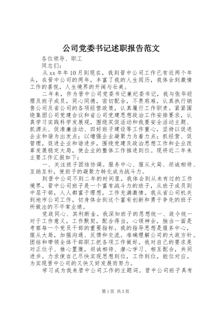 2024年公司党委书记述职报告范文