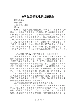 2024年公司党委书记述职述廉报告