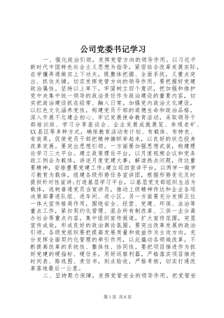 2024年公司党委书记学习