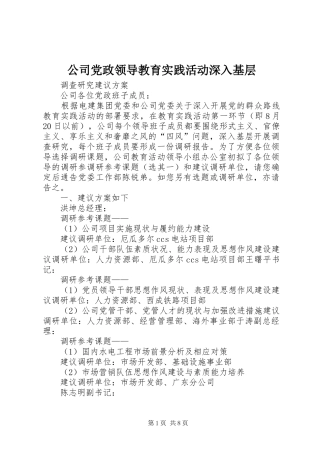 2024年公司党政领导教育实践活动深入基层
