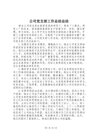 2024年公司党支部工作总结总结