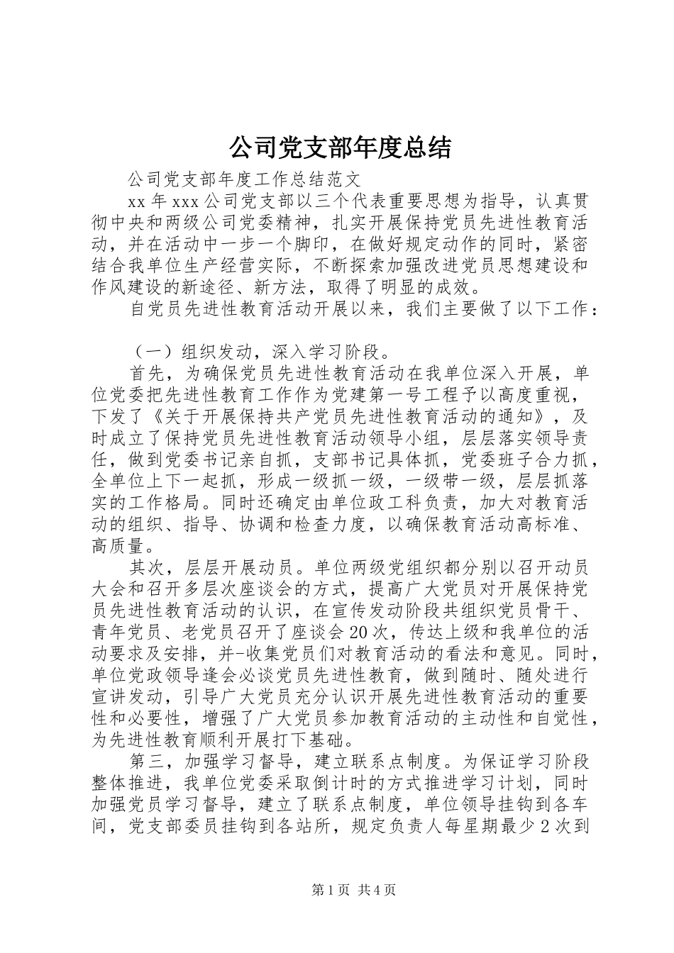 2024年公司党支部年度总结_第1页