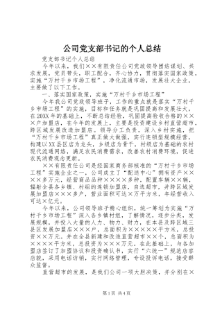 2024年公司党支部书记的个人总结