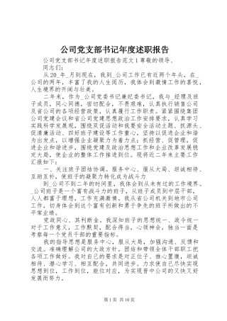 2024年公司党支部书记年度述职报告