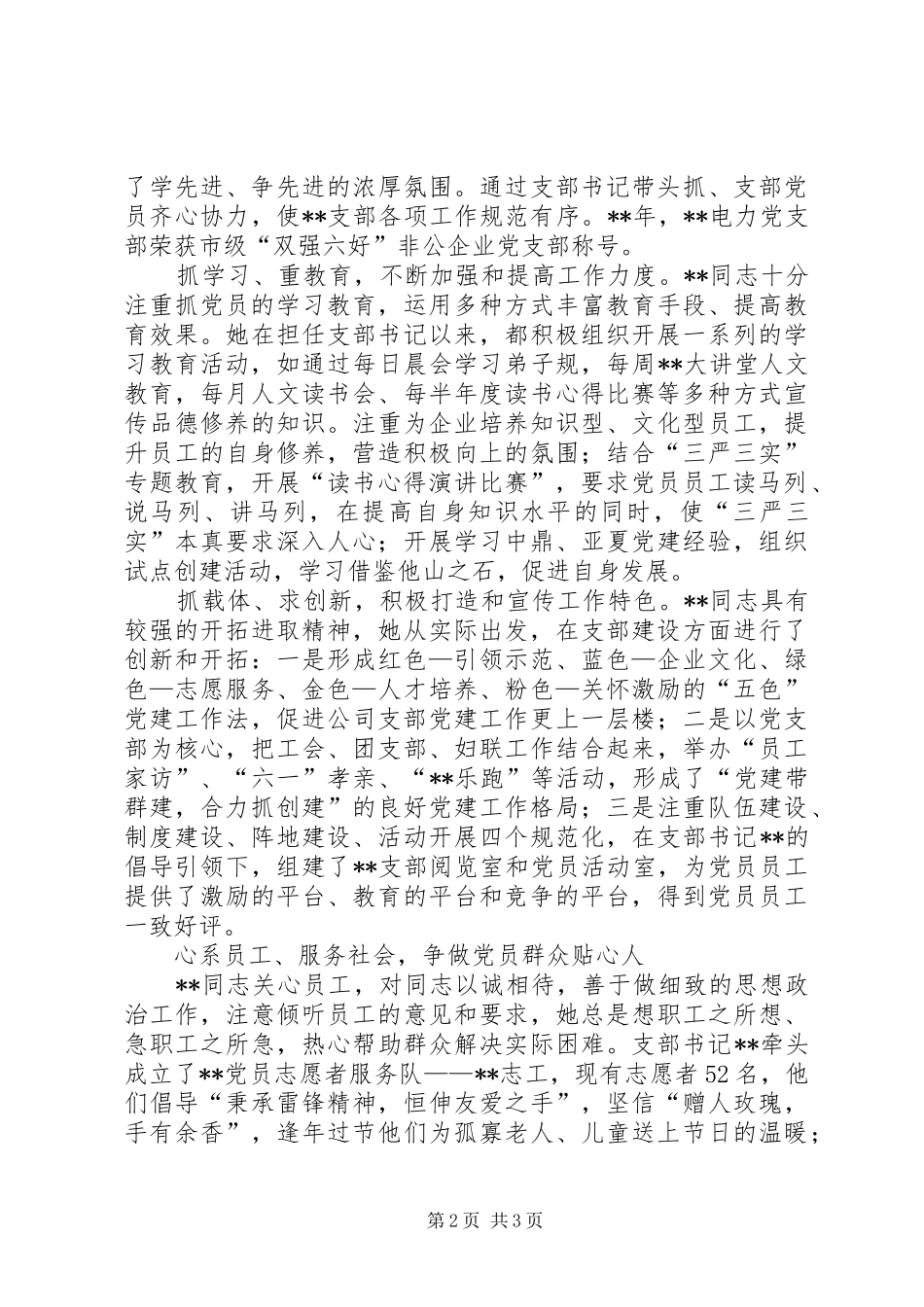 2024年公司党支部书记事迹介绍_第2页