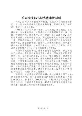 2024年公司党支部书记先进事迹材料