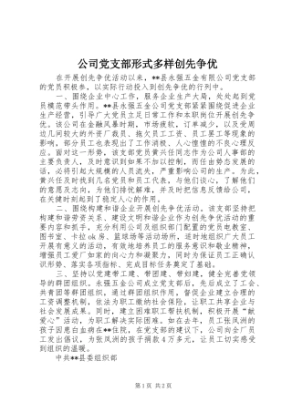 2024年公司党支部形式多样创先争优