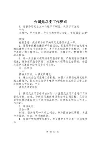 2024年公司党总支工作要点