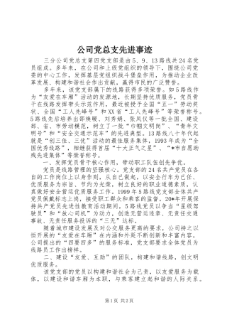 2024年公司党总支先进事迹