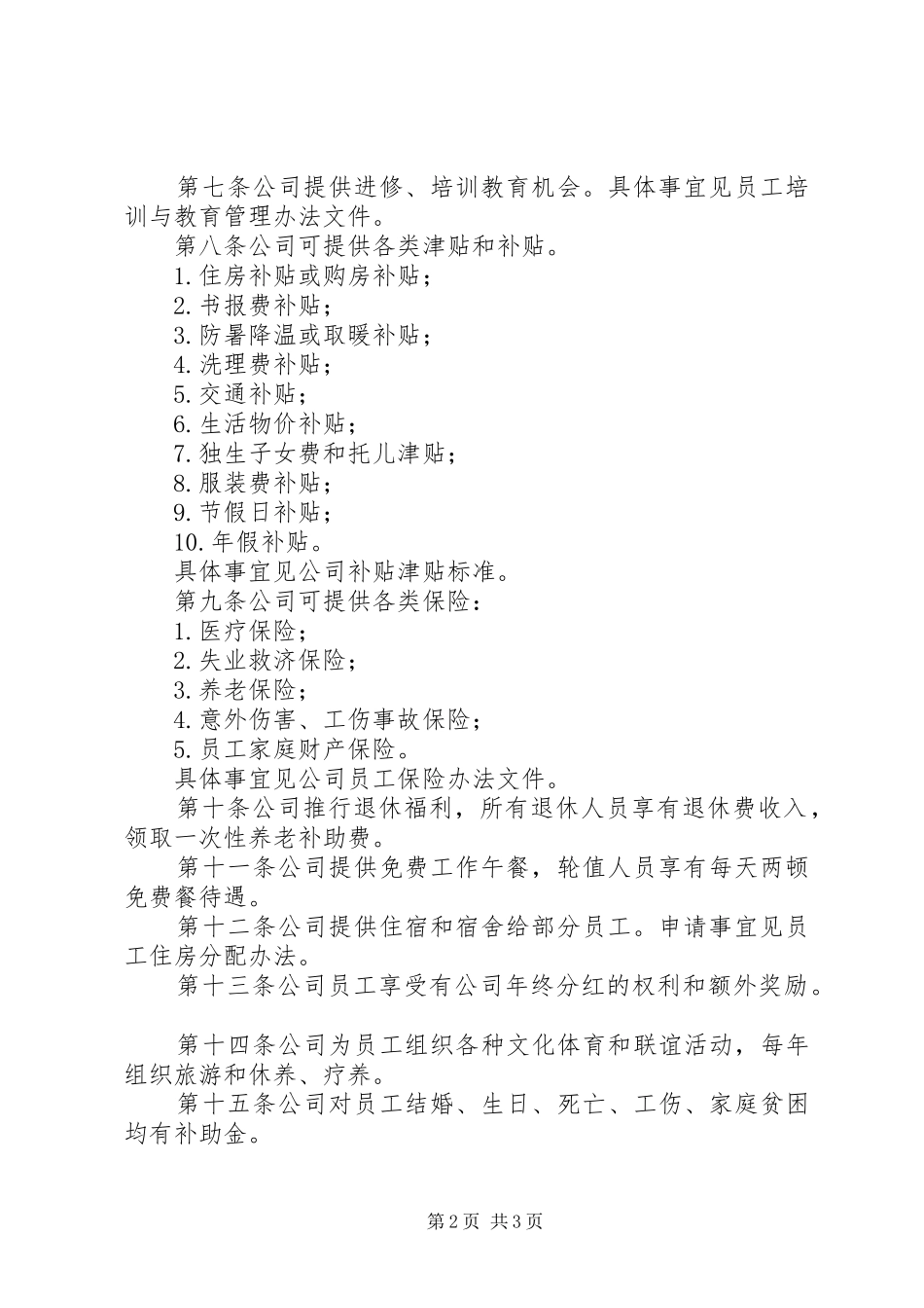 2024年公司的福利制度方案_第2页