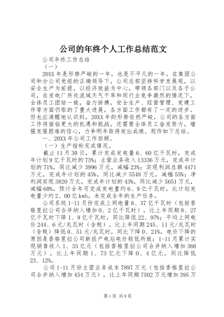 2024年公司的年终个人工作总结范文