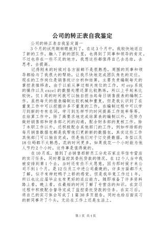 2024年公司的转正表自我鉴定