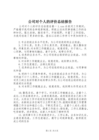 2024年公司对个人的评价总结报告