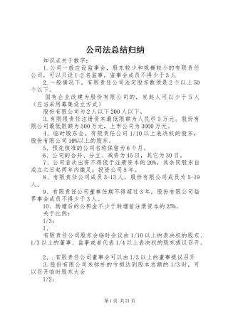 2024年公司法总结归纳