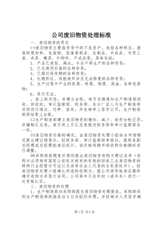 2024年公司废旧物资处理标准