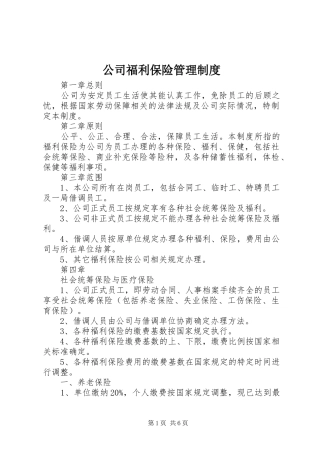 2024年公司福利保险管理制度