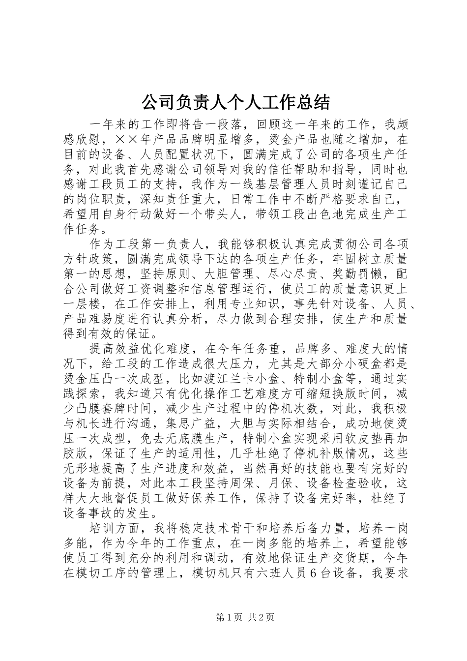 2024年公司负责人个人工作总结_第1页