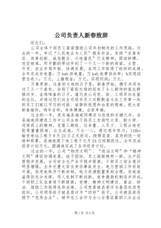 2024年公司负责人新春致辞