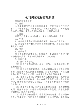 2024年公司岗位达标管理制度