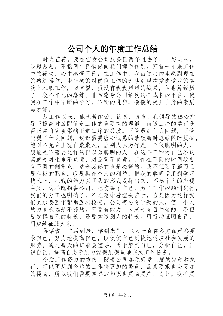 2024年公司个人的年度工作总结_第1页