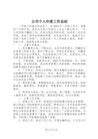 2024年公司个人年度工作总结