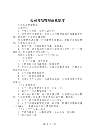 2024年公司各项管理规章制度