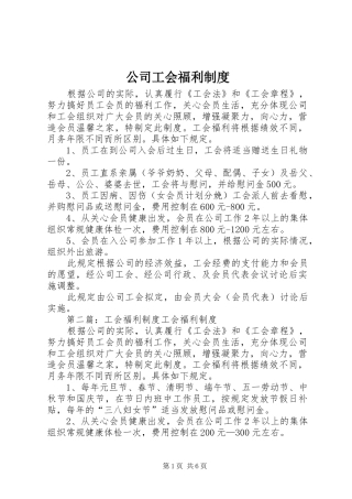 2024年公司工会福利制度
