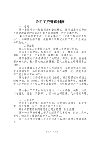 2024年公司工资管理制度