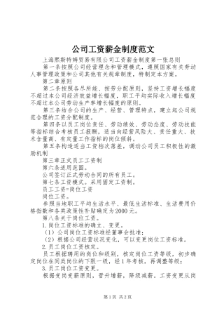 2024年公司工资薪金制度范文