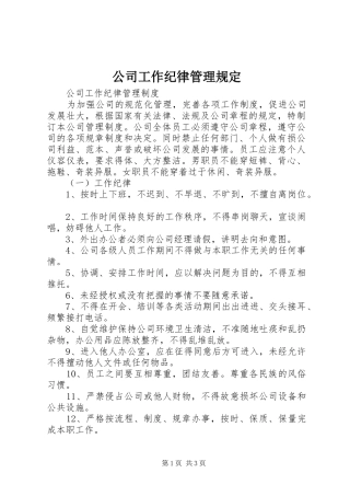 2024年公司工作纪律管理规定